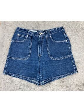 Vintage 90's L.A. Blues High Waisted Blue Denim Jean Shorts with square pockets